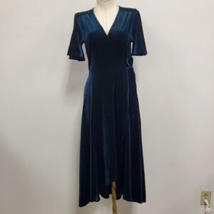 Maitai‎ Womens Faux Wrap Velvet Midi Dress Size S Holiday Whimsigoth Romantic